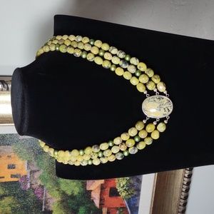 Green Jasper/Ceramic Bead Necklace